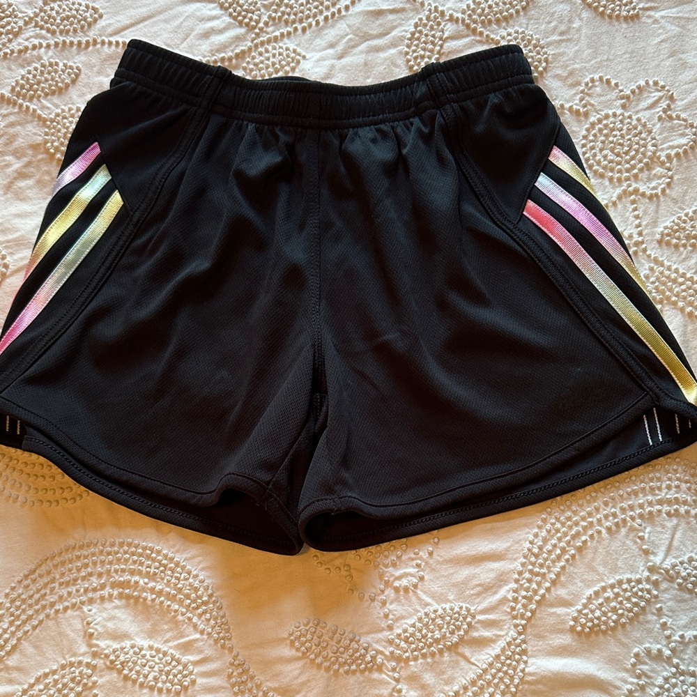 🌷🌷🌷3/$15 Spring Sale. Adidas Black Girl’s Shorts with Colorful Stripes